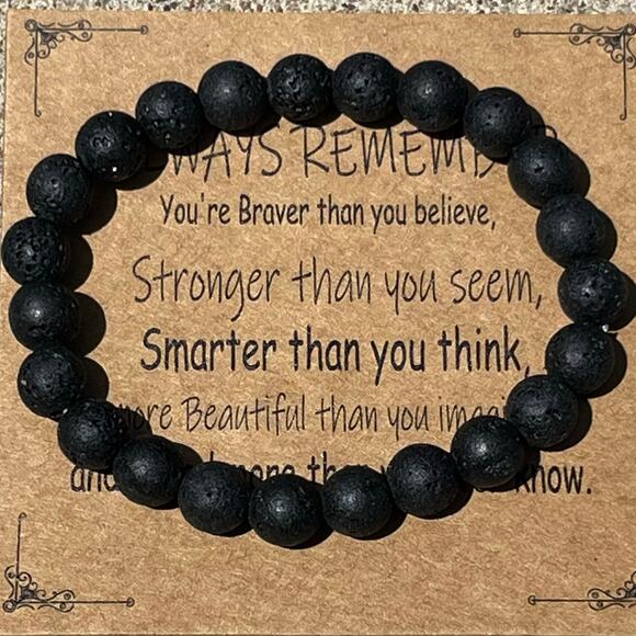 Stone Bracelet New Always Remember Positive Affirmation Stretches Gift Present - Picture 1 of 2